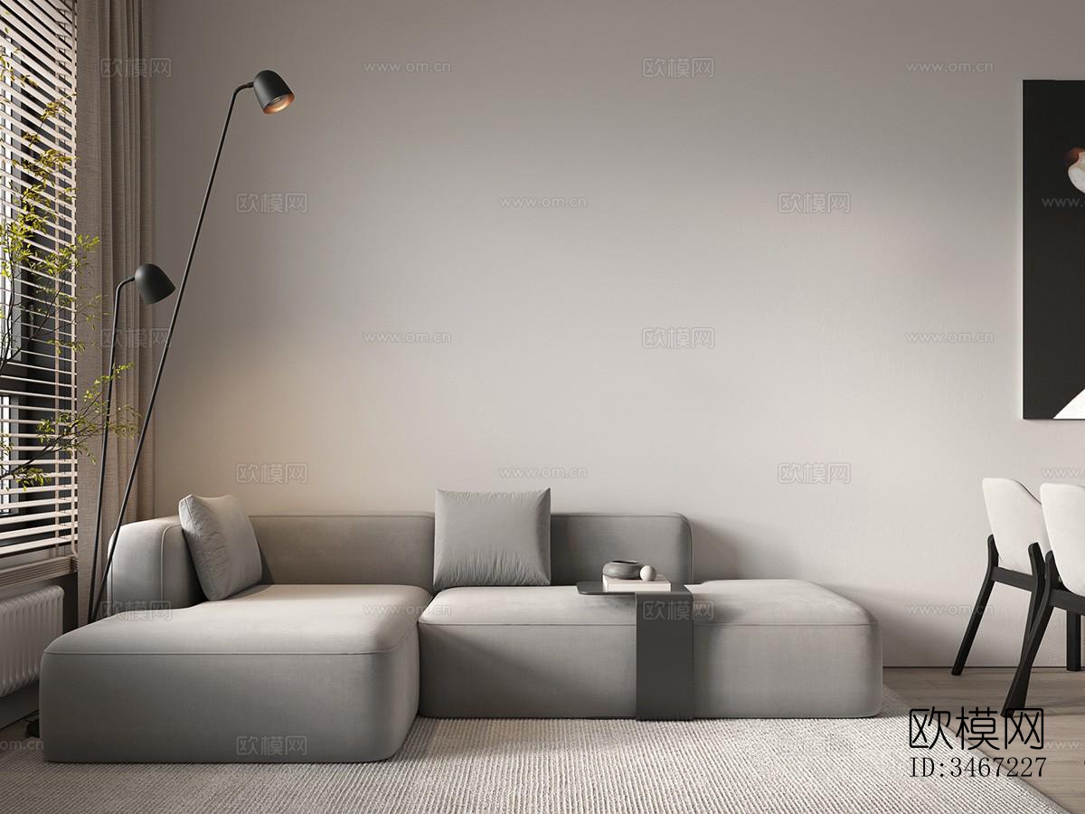 现代大平层效果图下载（渲染图1）