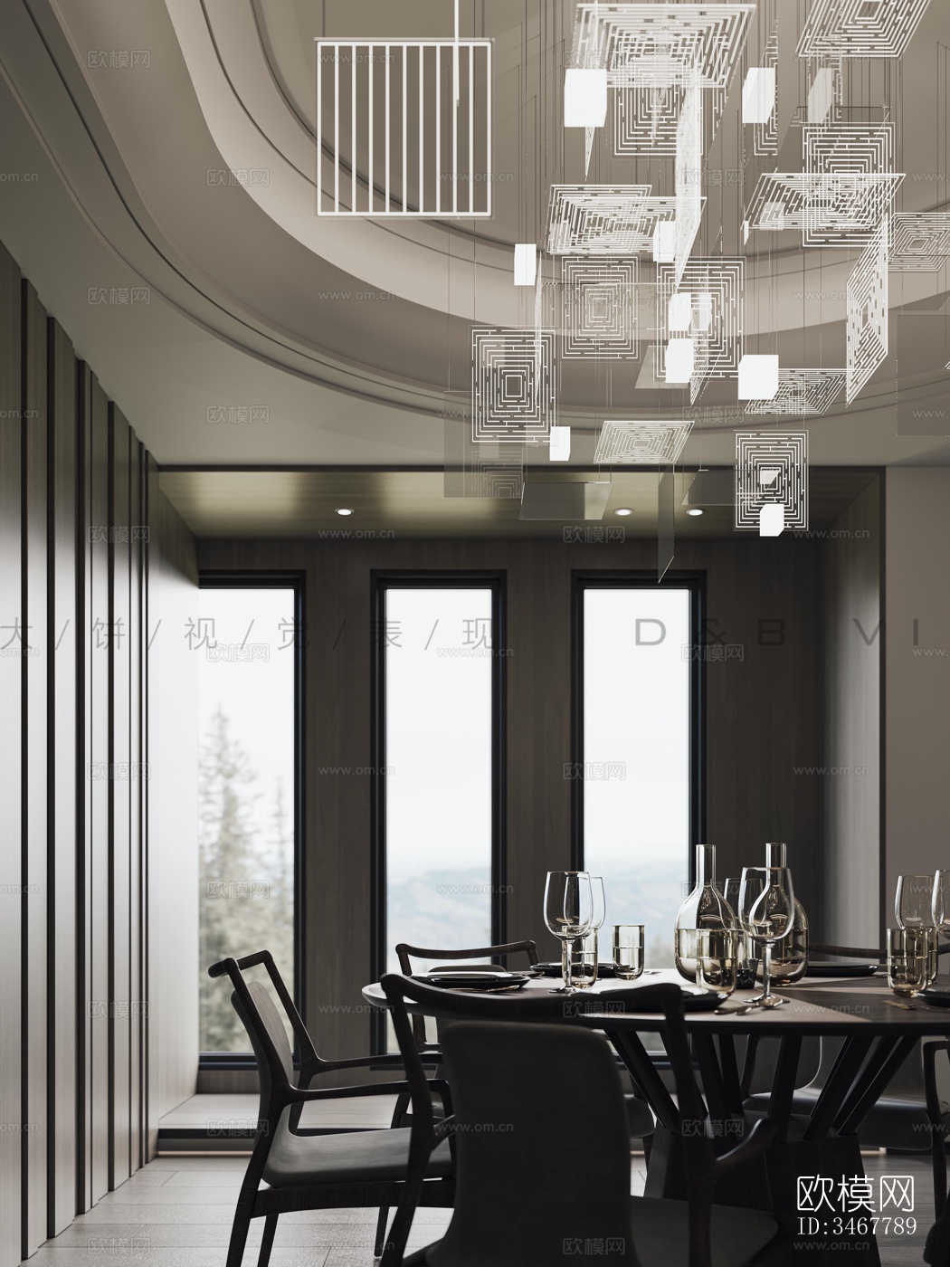 现代大平层效果图下载（渲染图15）