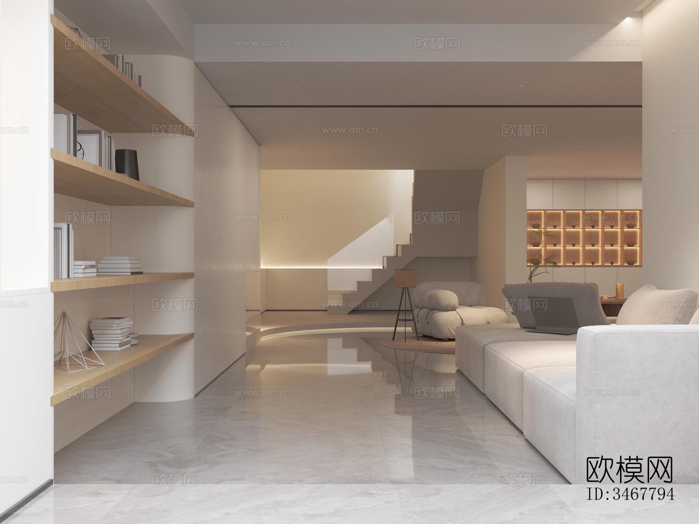 现代大平层效果图下载（渲染图12）