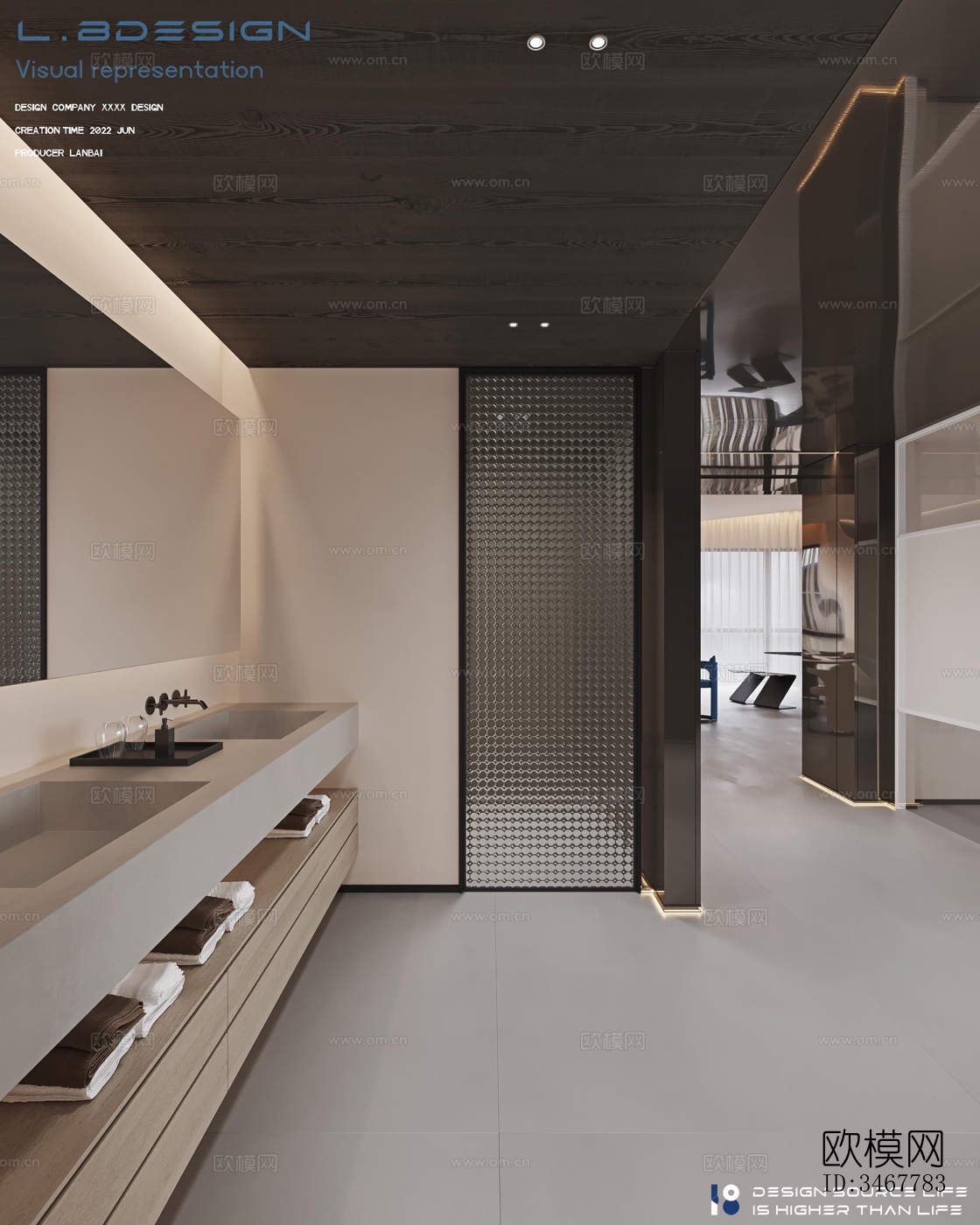 现代大平层效果图下载（渲染图15）