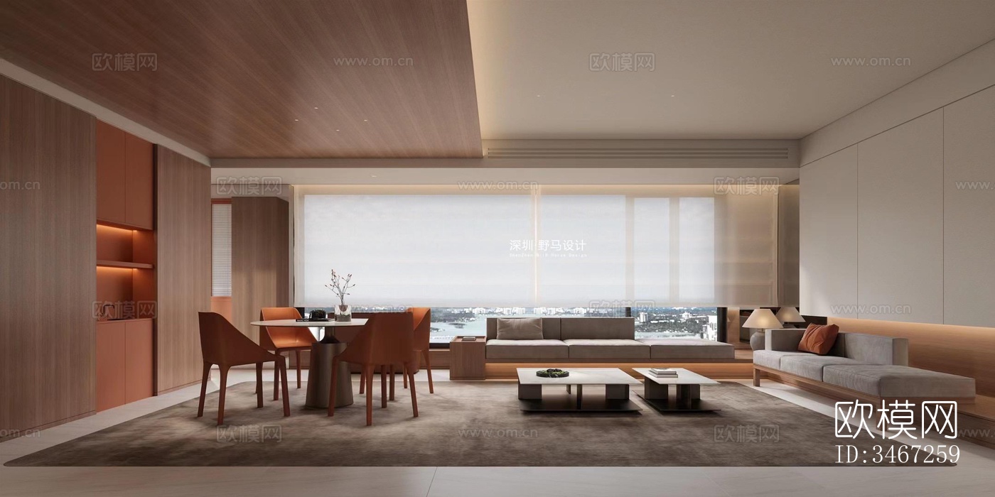 现代大平层效果图下载（渲染图4）