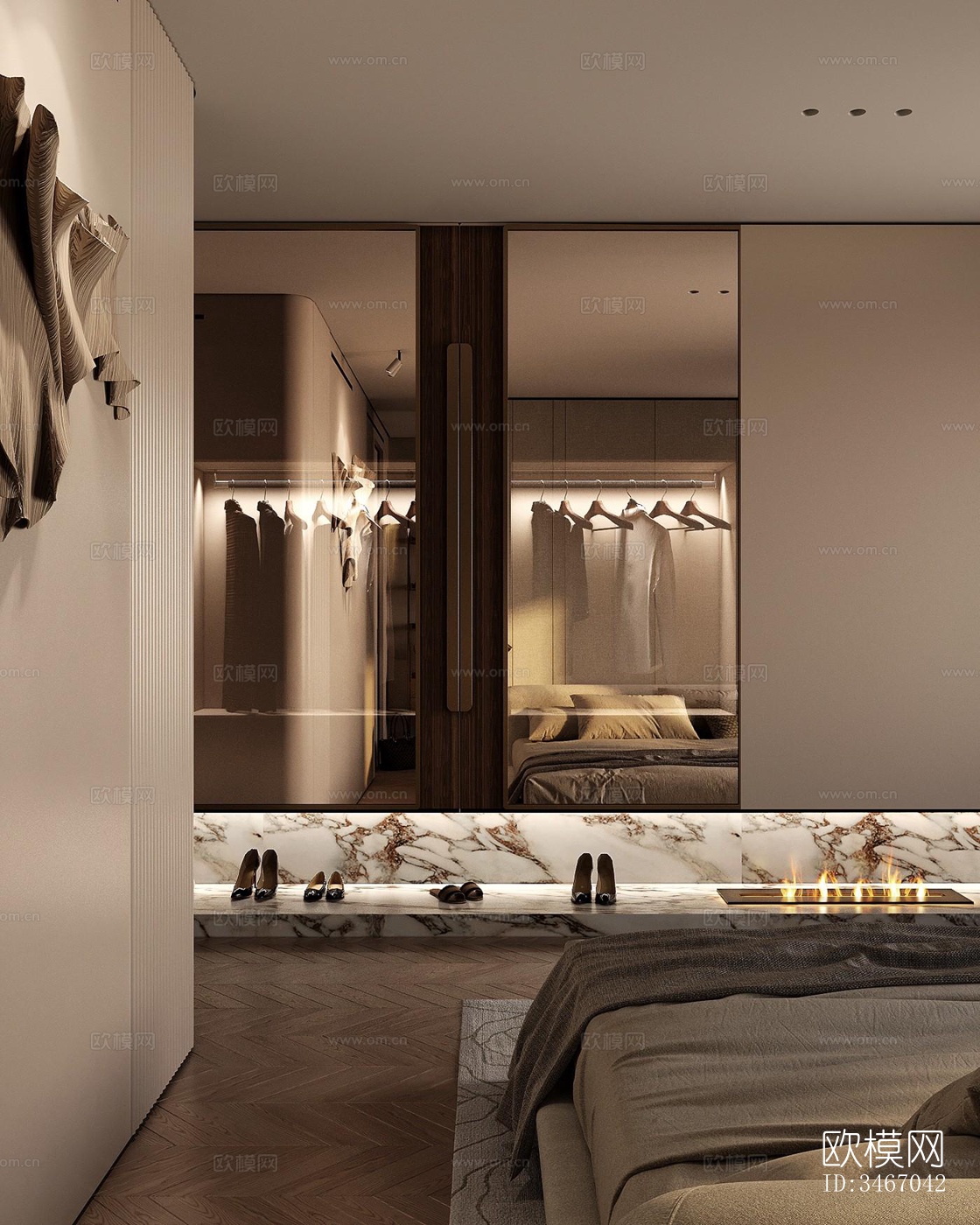 现代卧室效果图下载（渲染图4）