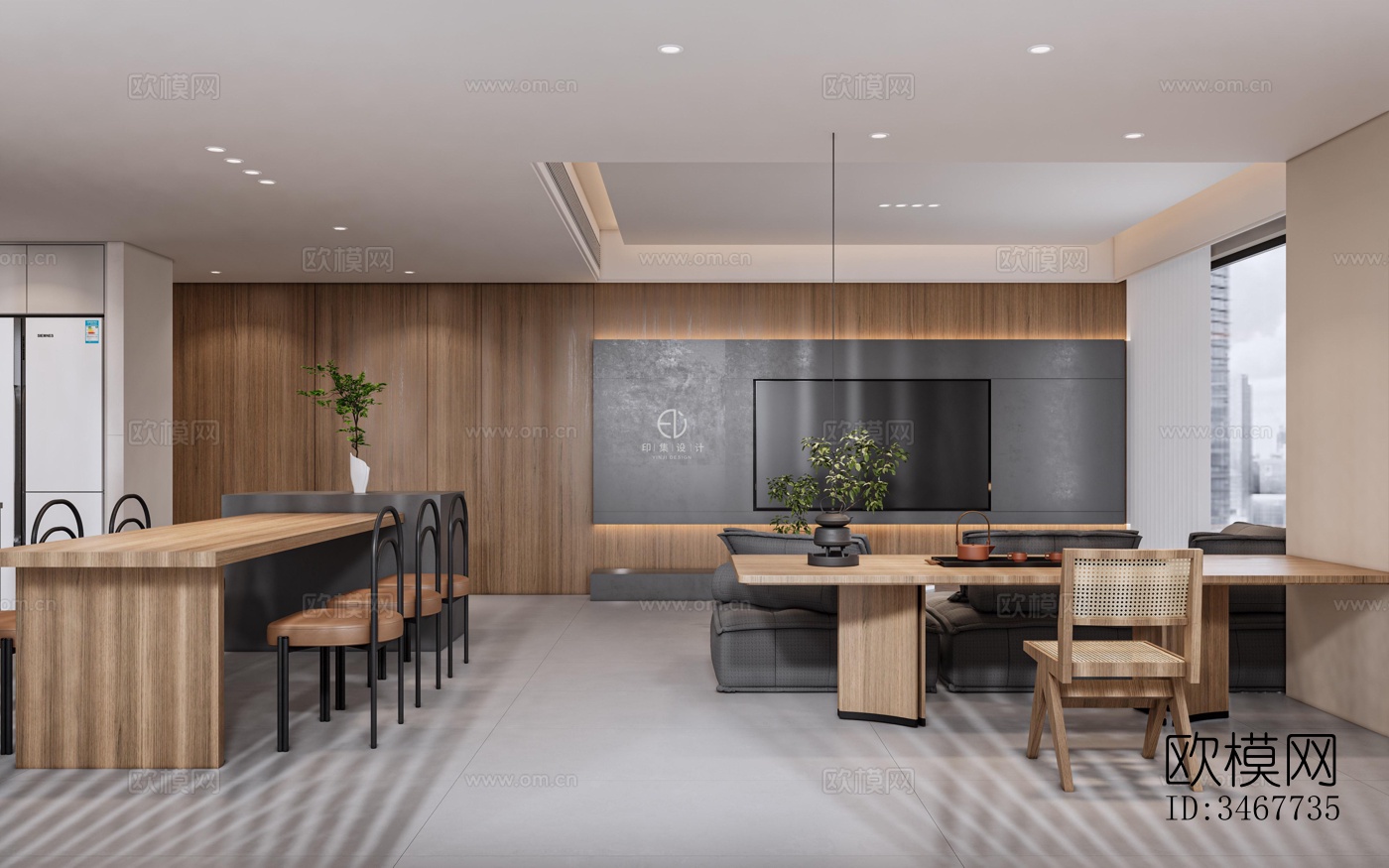 现代大平层效果图下载（渲染图12）