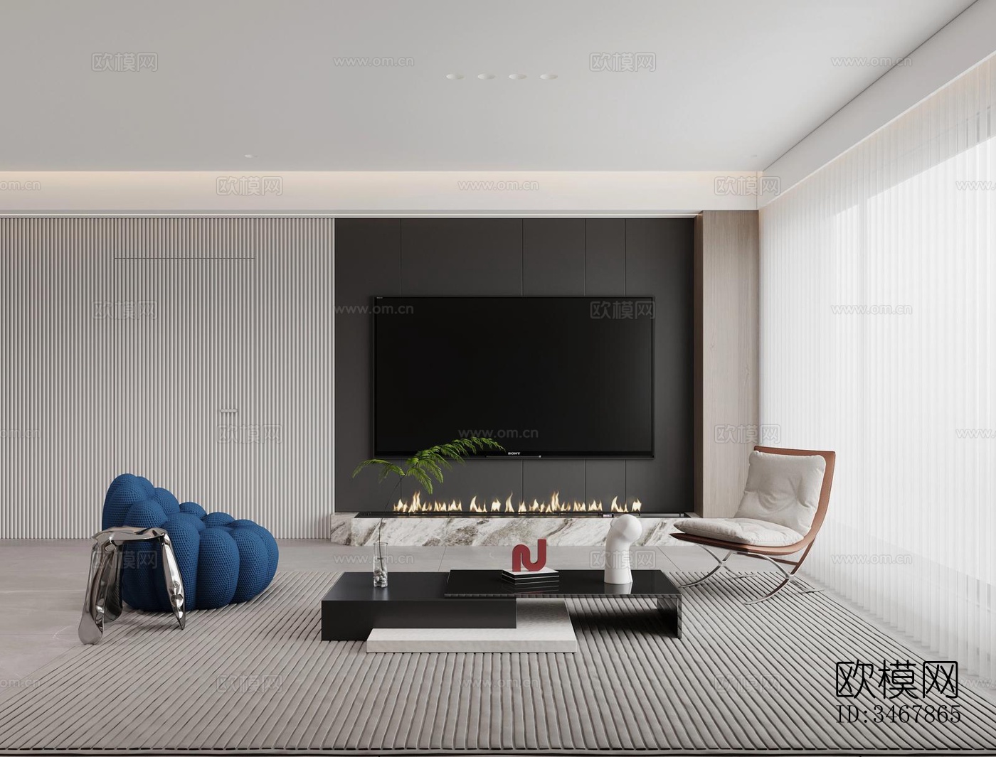 现代大平层效果图下载（渲染图18）