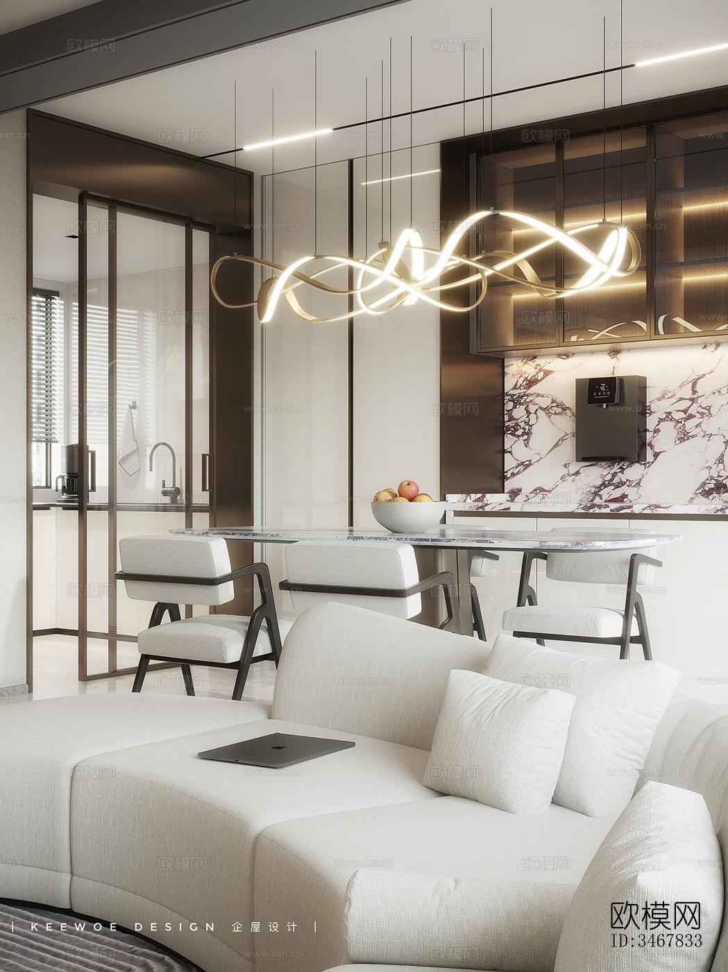 现代大平层效果图下载（渲染图6）