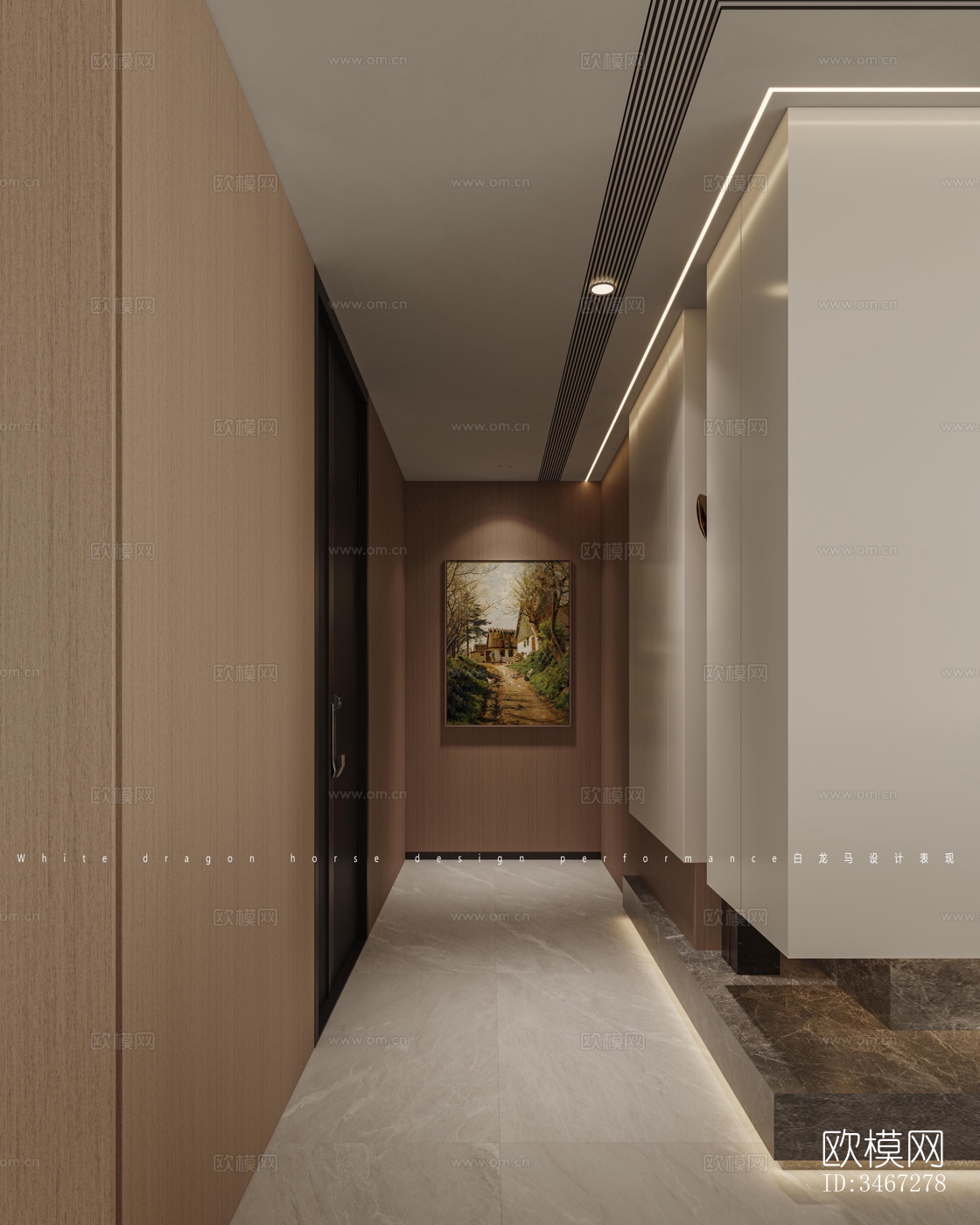 现代大平层效果图下载（渲染图3）