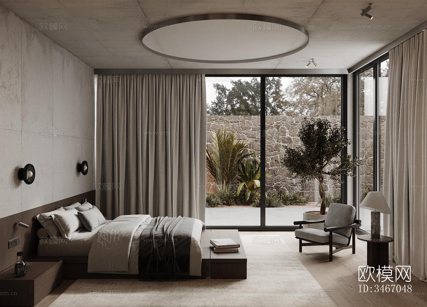 现代卧室效果图下载（渲染图1）