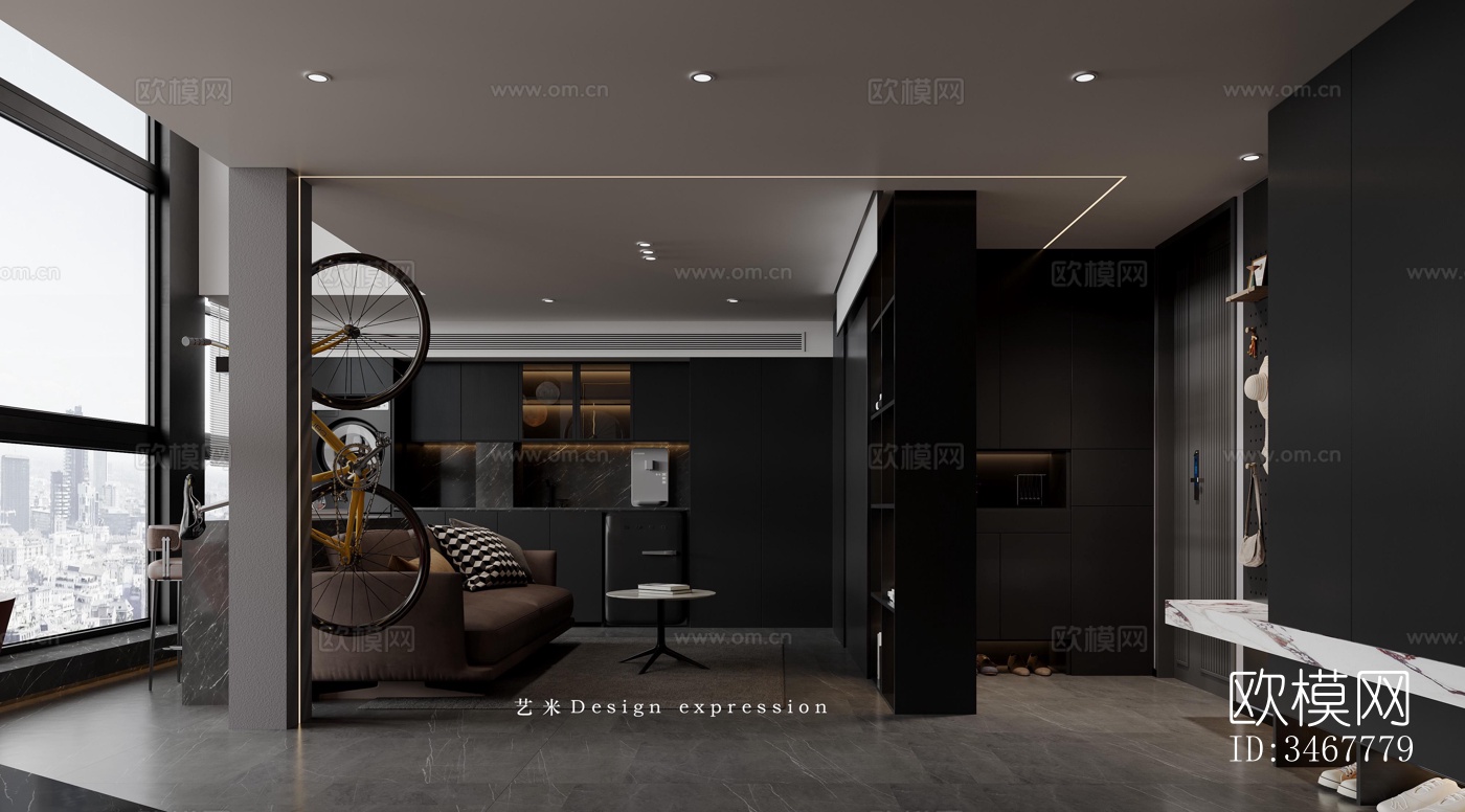 现代大平层效果图下载（渲染图5）