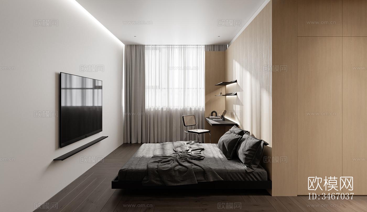 现代卧室效果图下载（渲染图4）
