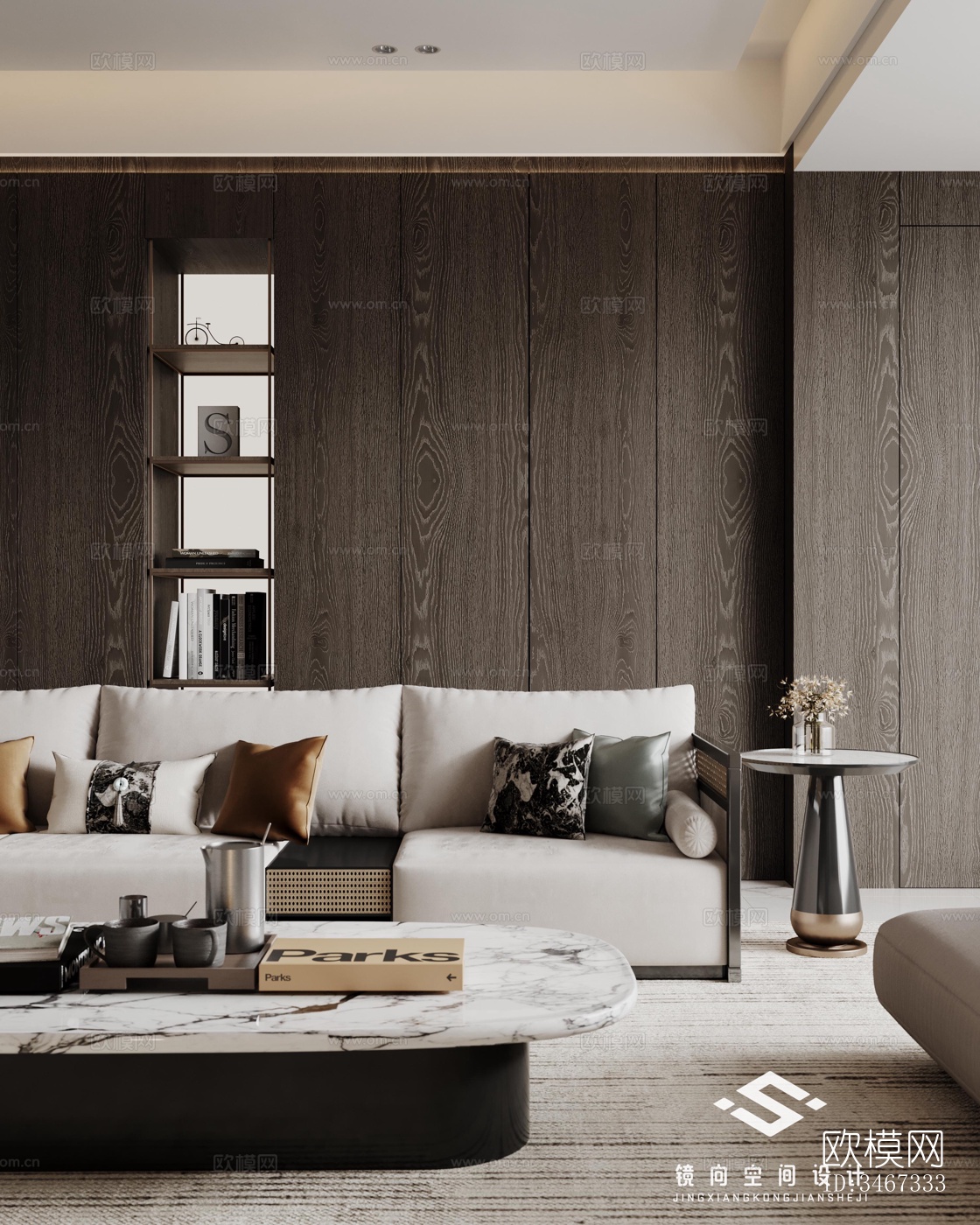 现代大平层效果图下载（渲染图4）