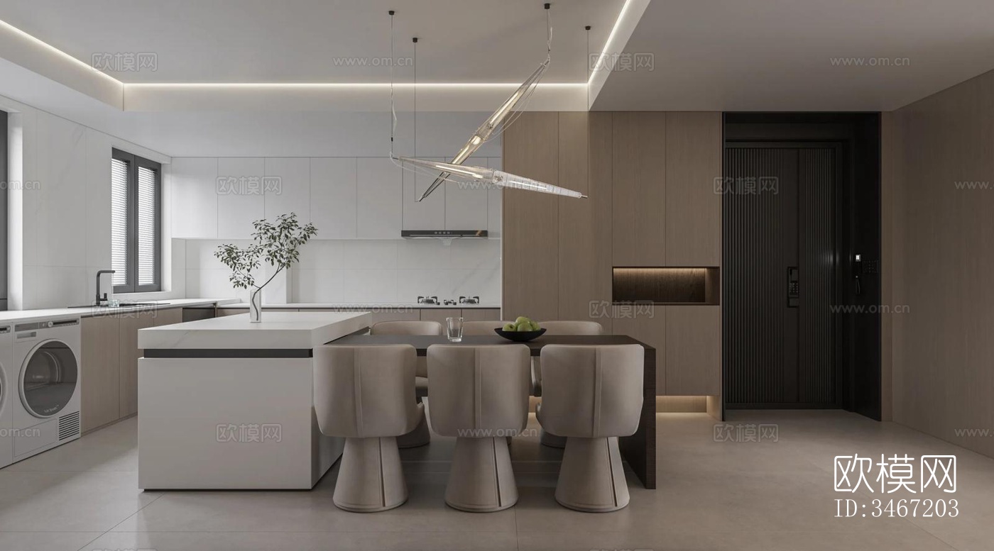 现代大平层效果图下载（渲染图2）