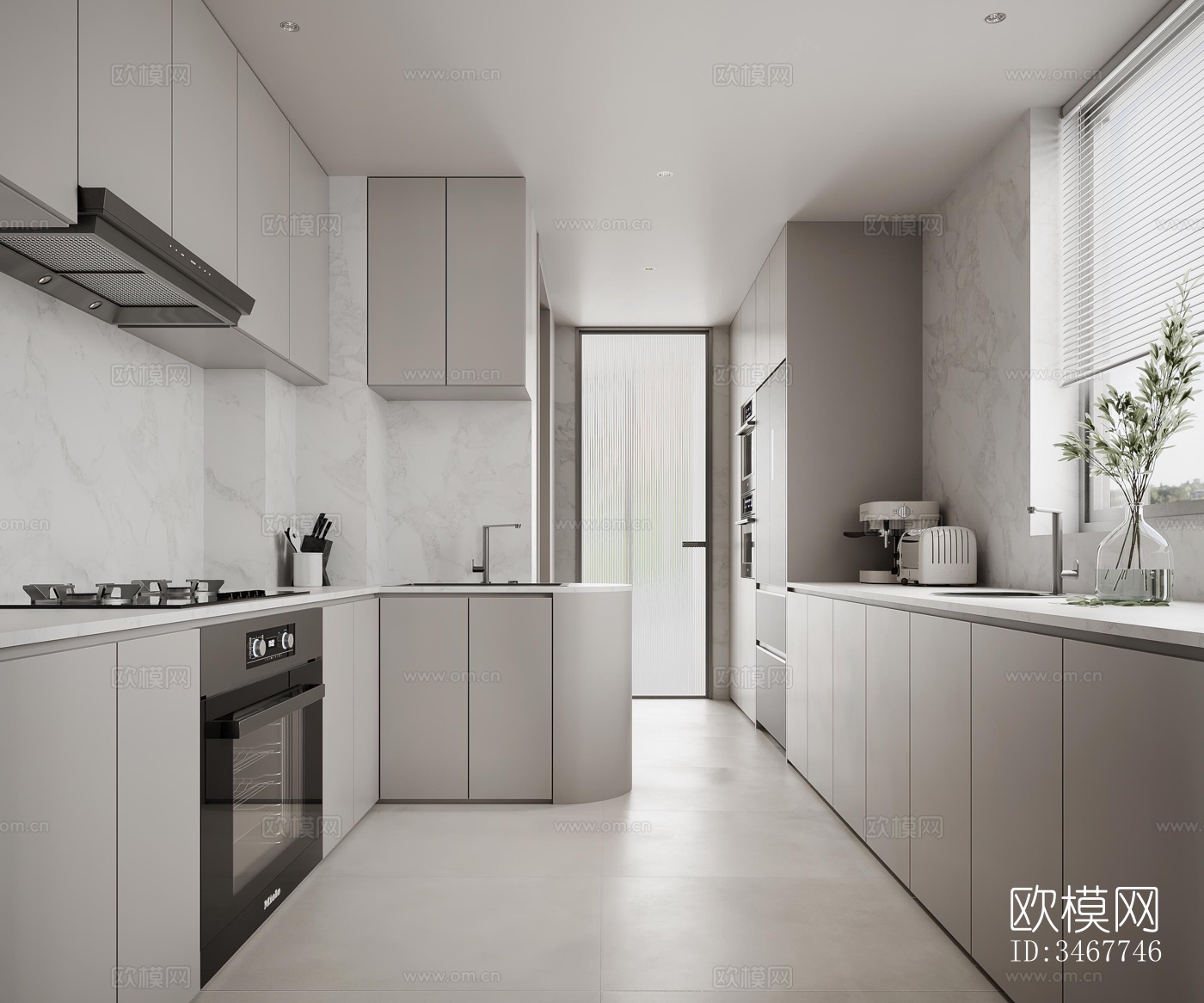 现代大平层效果图下载（渲染图4）