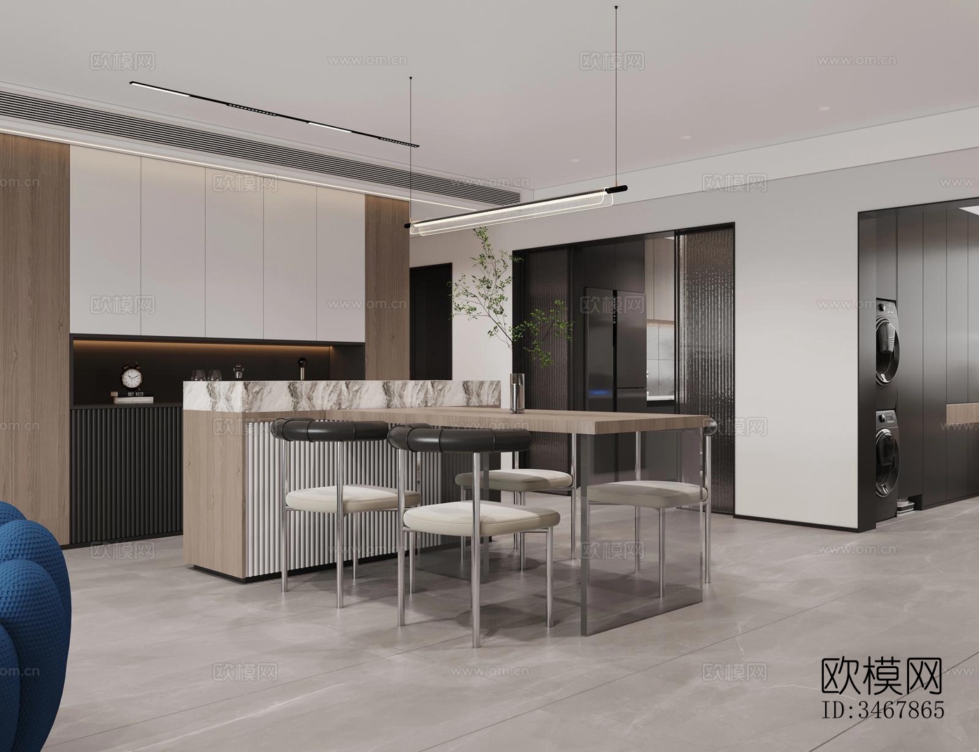 现代大平层效果图下载（渲染图16）