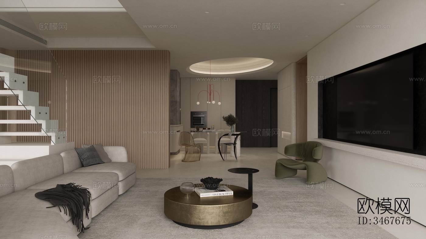 现代大平层效果图下载（渲染图19）