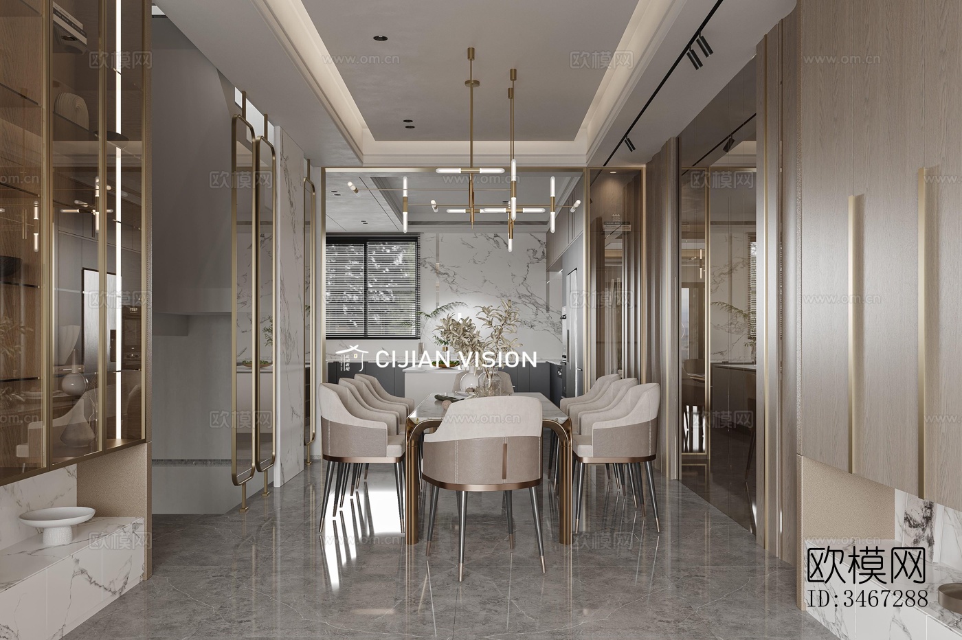 现代大平层效果图下载（渲染图4）