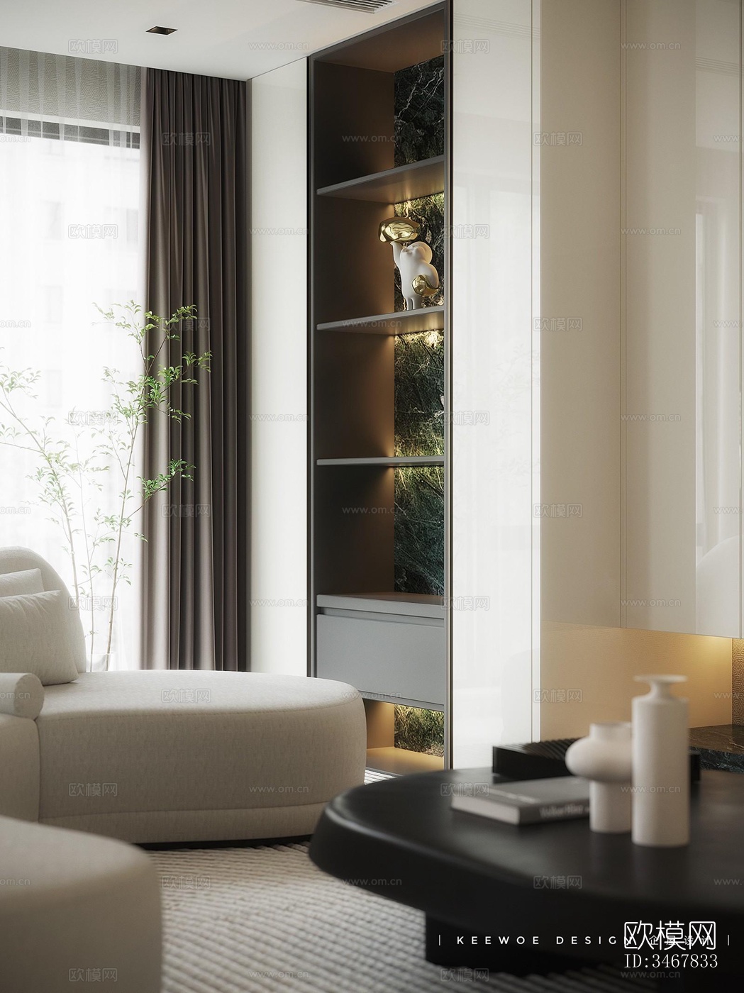 现代大平层效果图下载（渲染图7）