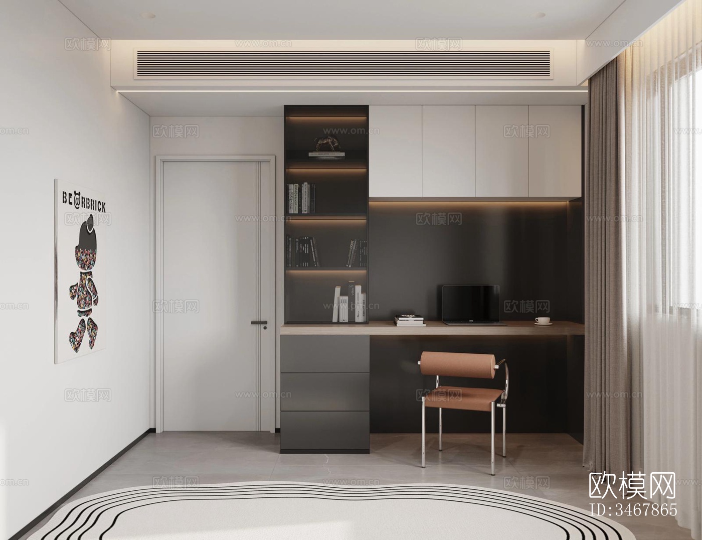 现代大平层效果图下载（渲染图6）