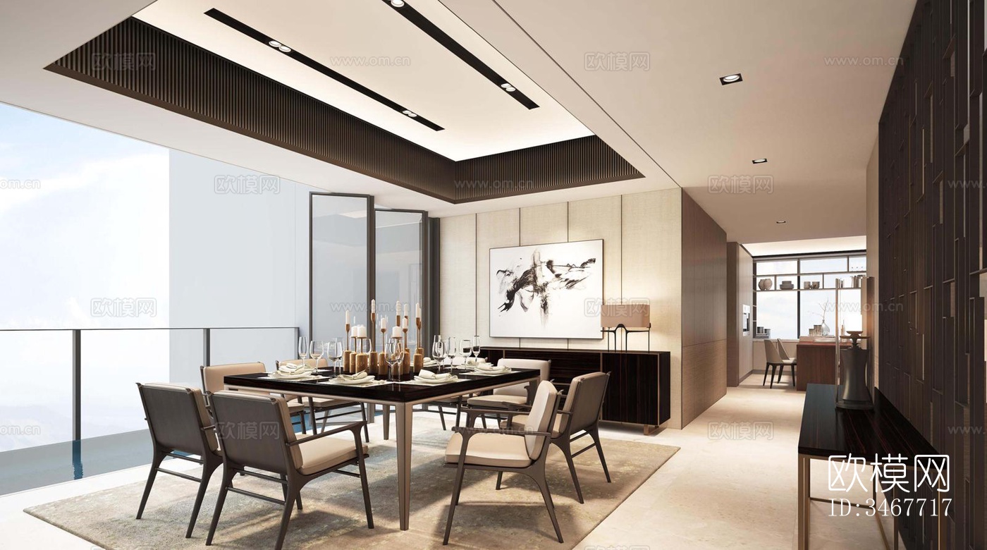 现代大平层效果图下载（渲染图7）