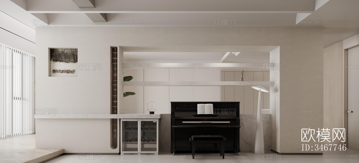 现代大平层效果图下载（渲染图12）