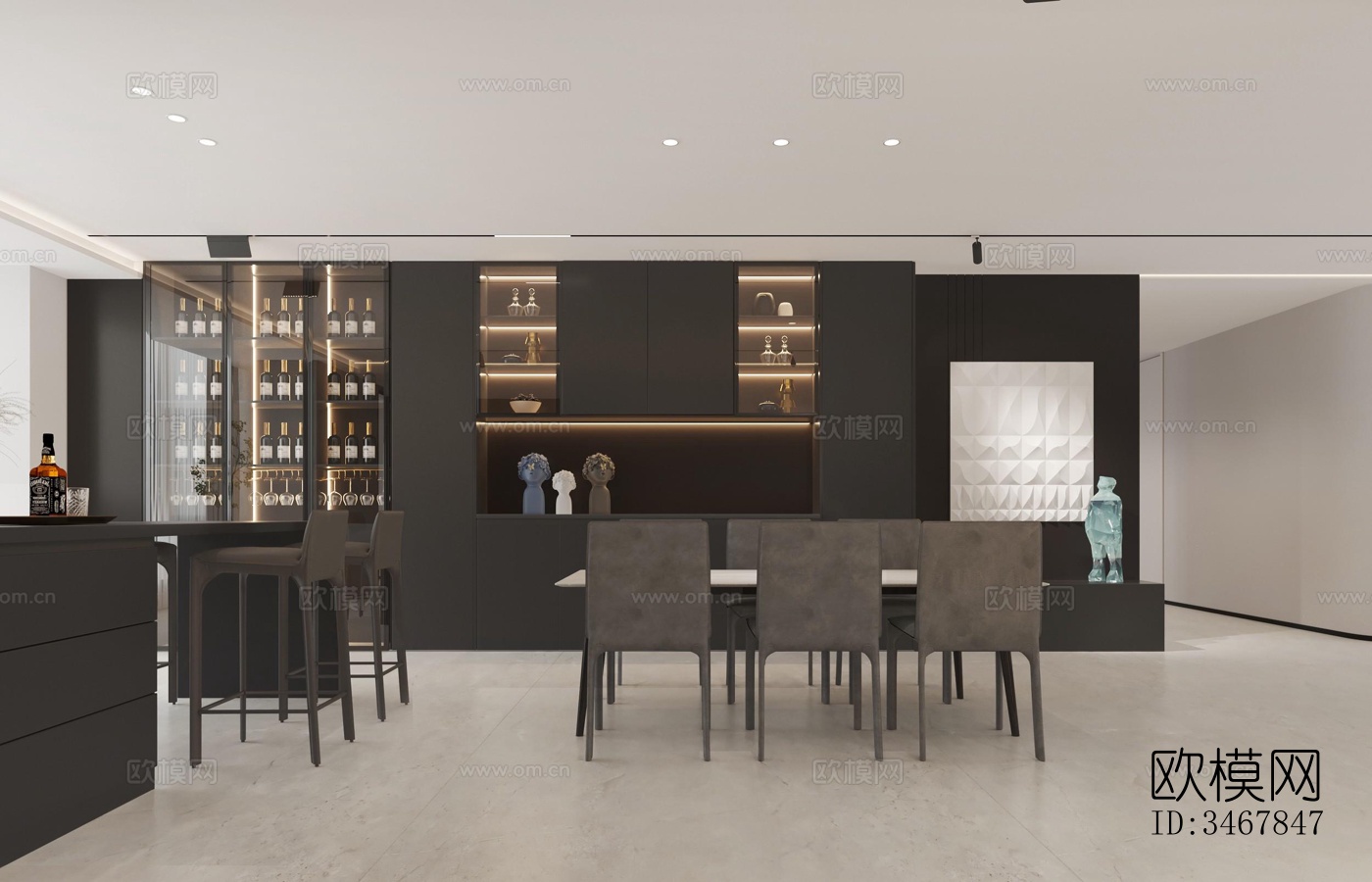 现代大平层效果图下载（渲染图4）