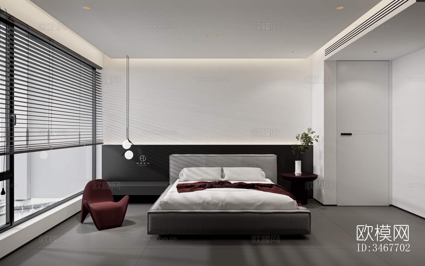 现代大平层效果图下载（渲染图2）