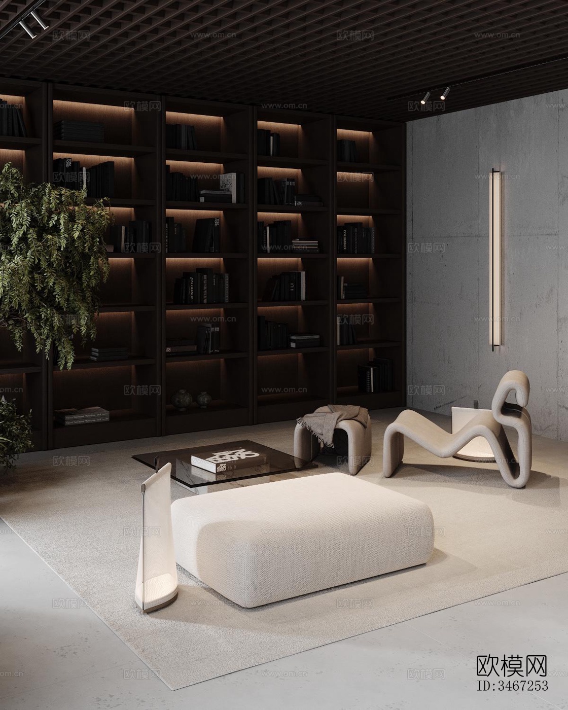 现代大平层效果图下载（渲染图14）