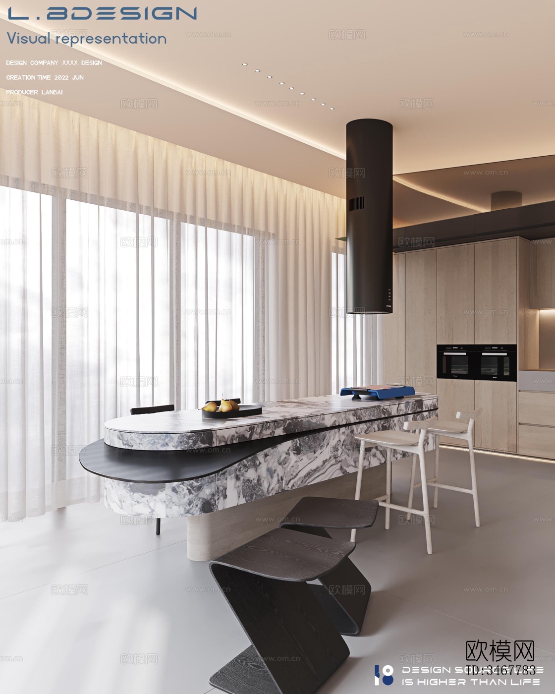 现代大平层效果图下载（渲染图16）