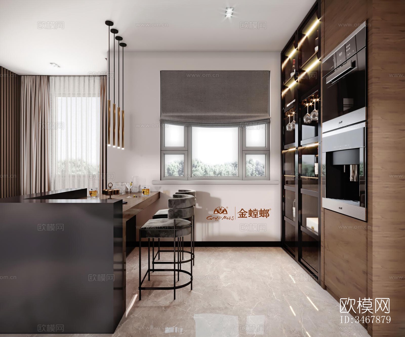 现代大平层效果图下载（渲染图6）