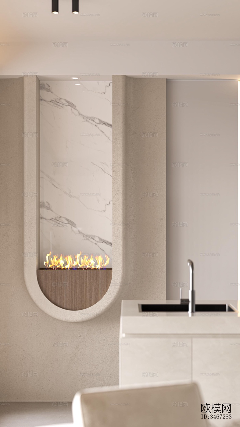 现代大平层效果图下载（渲染图11）