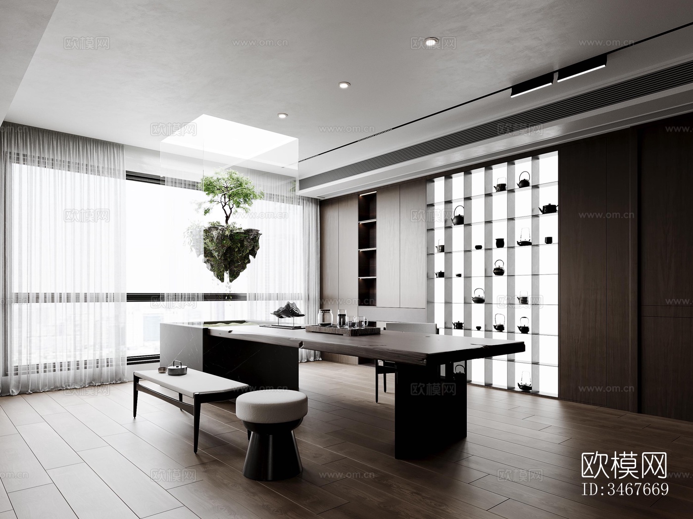 现代大平层效果图下载（渲染图13）