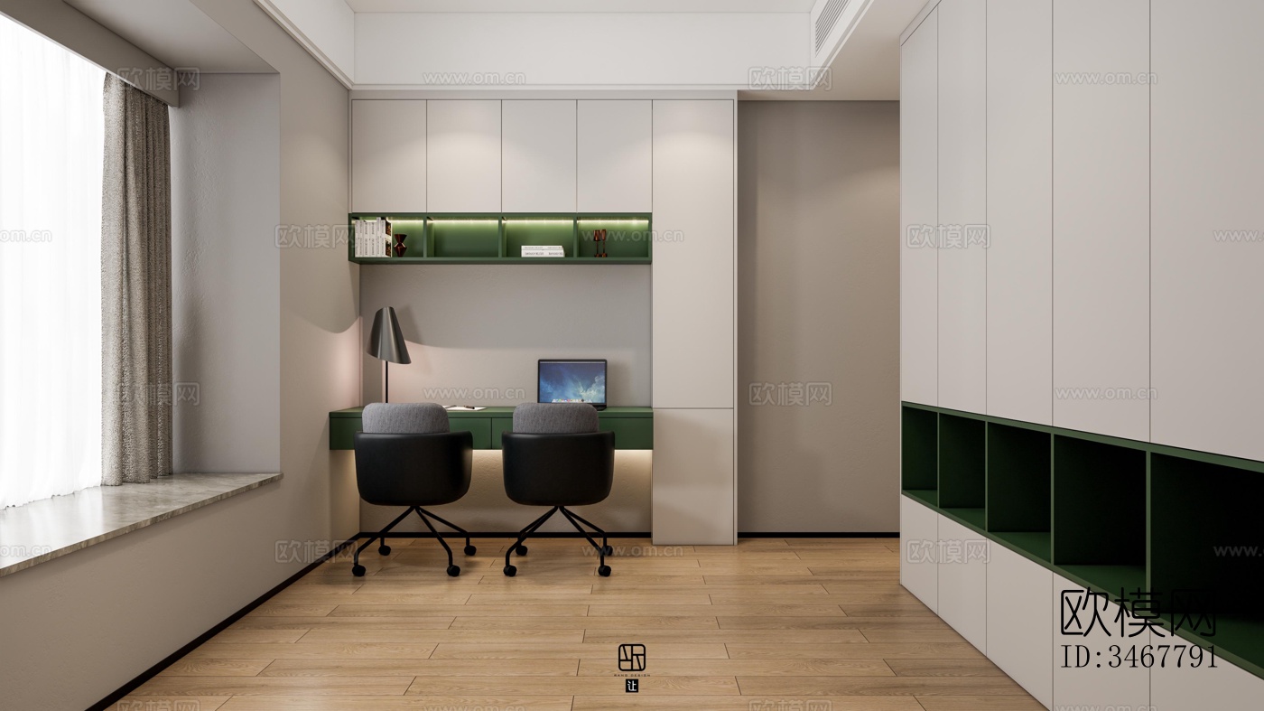 现代大平层效果图下载（渲染图6）