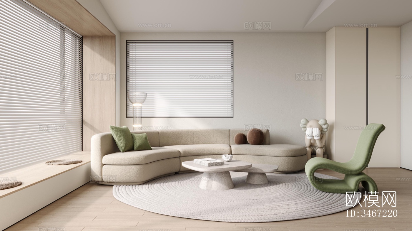 现代大平层效果图下载（渲染图16）