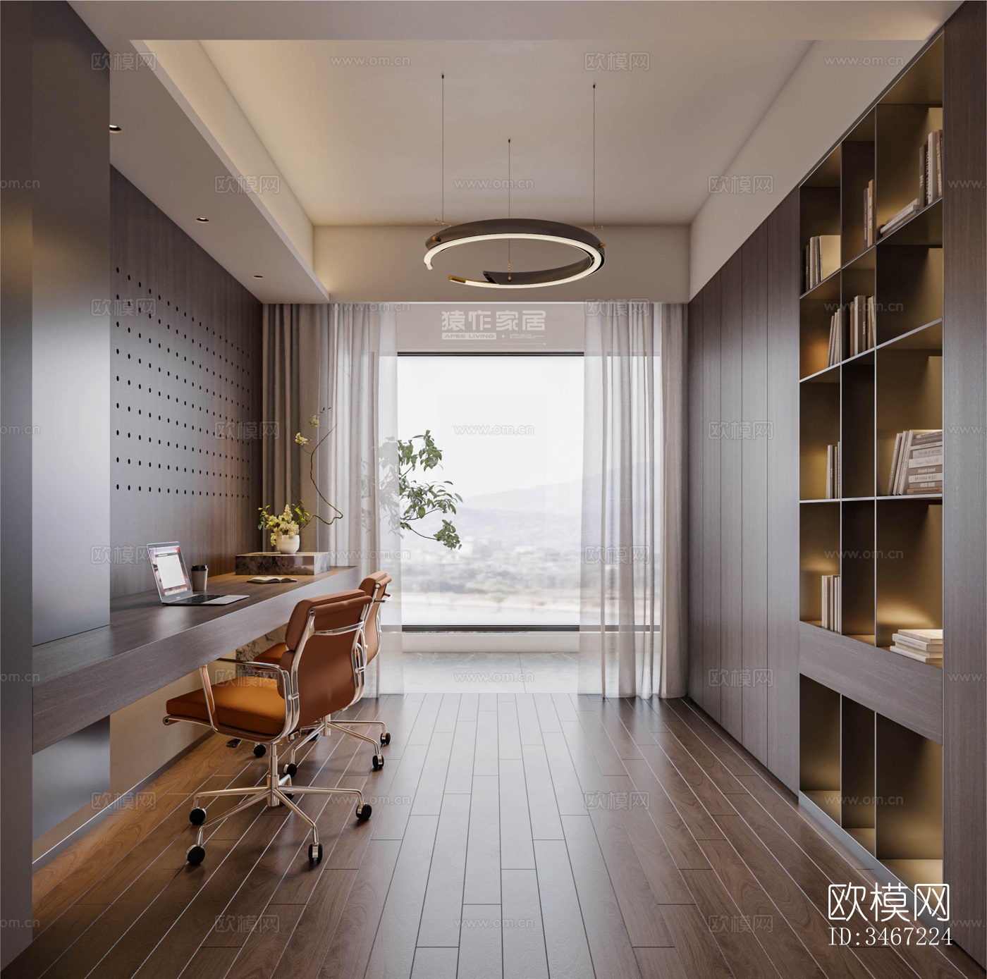 现代大平层效果图下载（渲染图4）