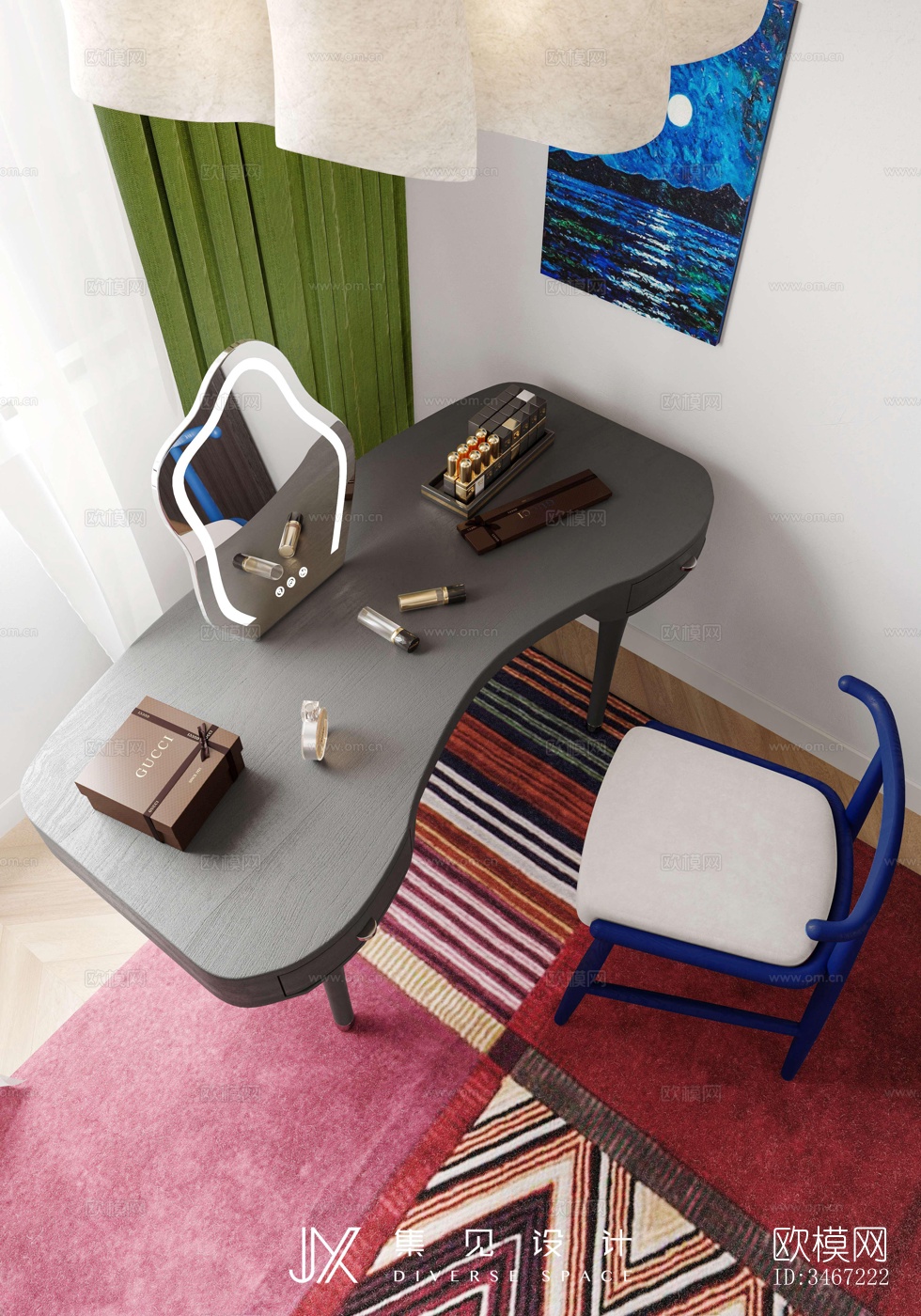 现代大平层效果图下载（渲染图12）