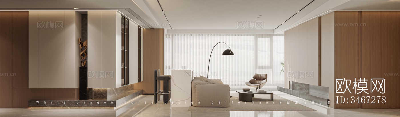 现代大平层效果图下载（渲染图5）