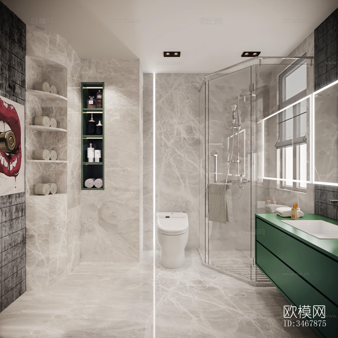 现代大平层效果图下载（渲染图2）