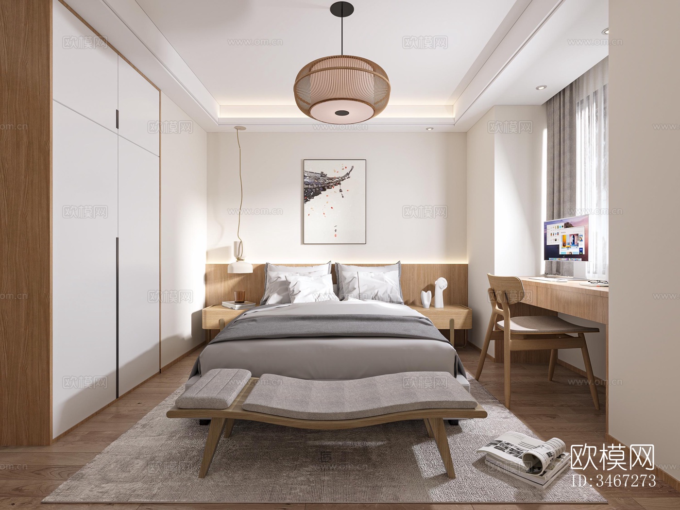 现代大平层效果图下载（渲染图1）