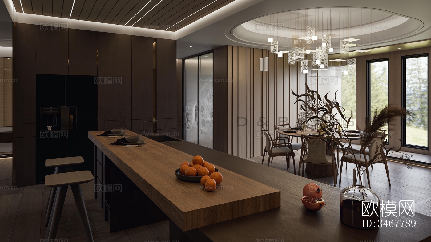 现代大平层效果图下载（渲染图16）