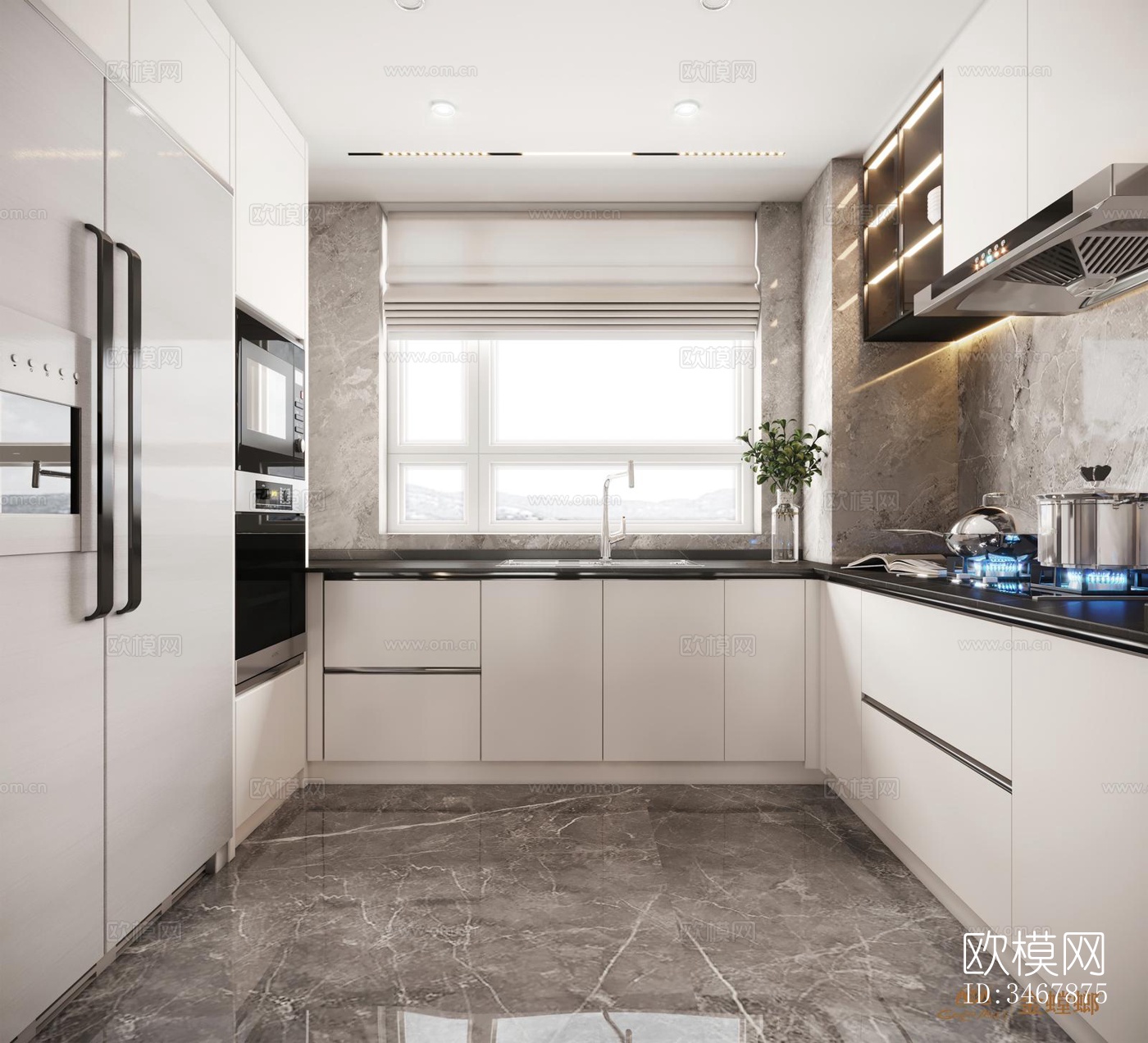 现代大平层效果图下载（渲染图4）