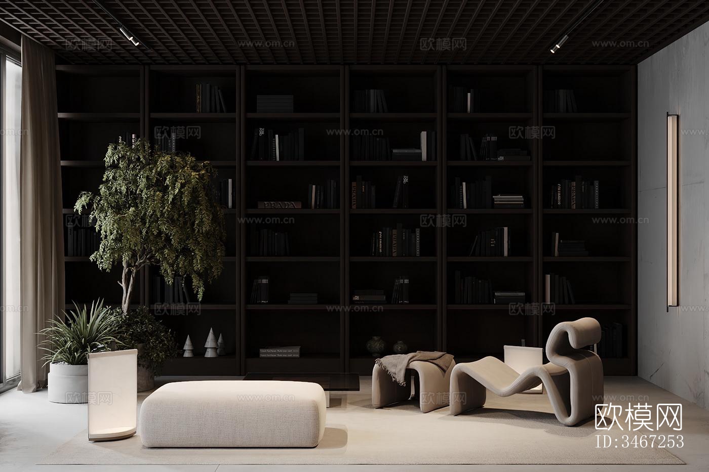 现代大平层效果图下载（渲染图16）