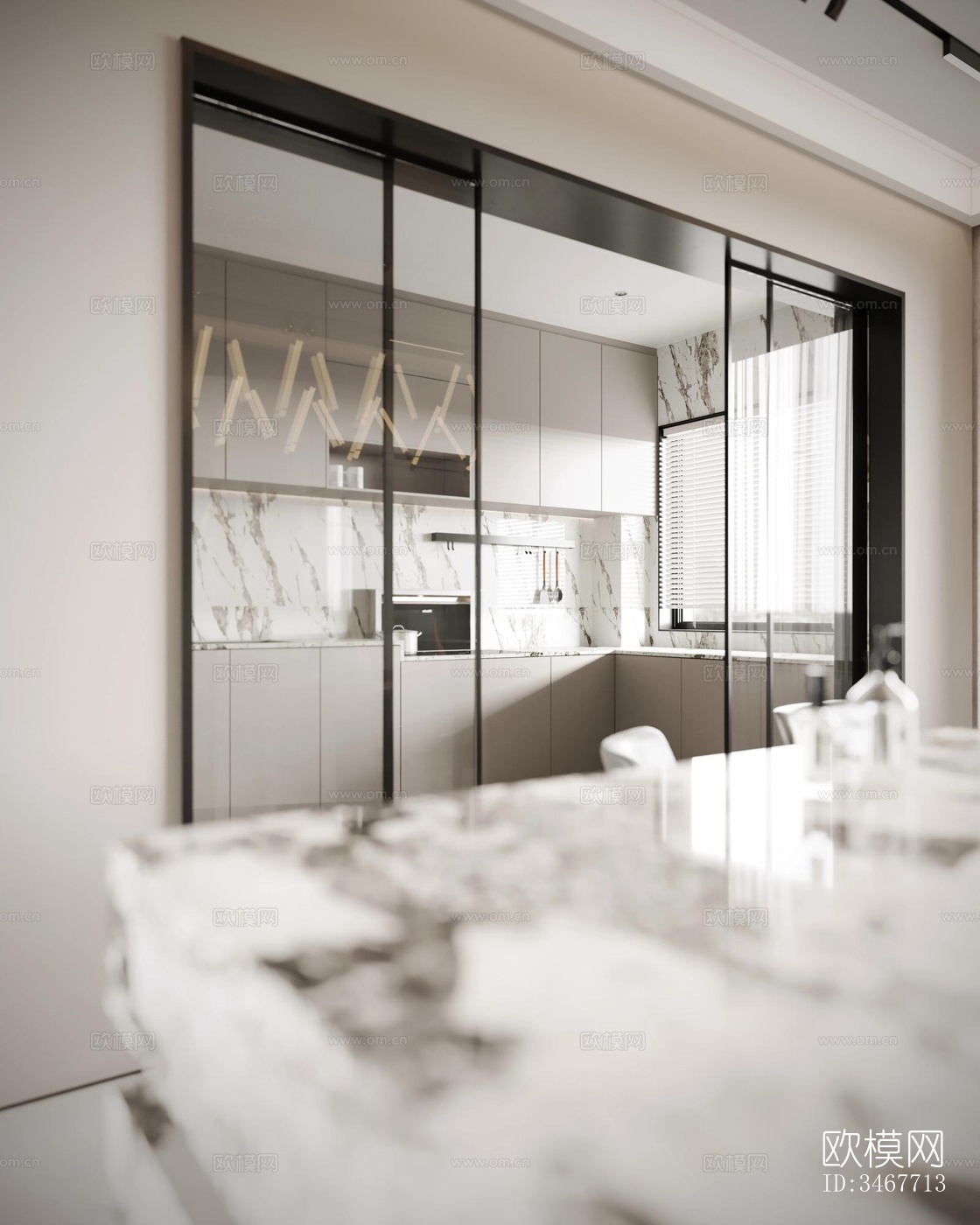 现代大平层效果图下载（渲染图7）