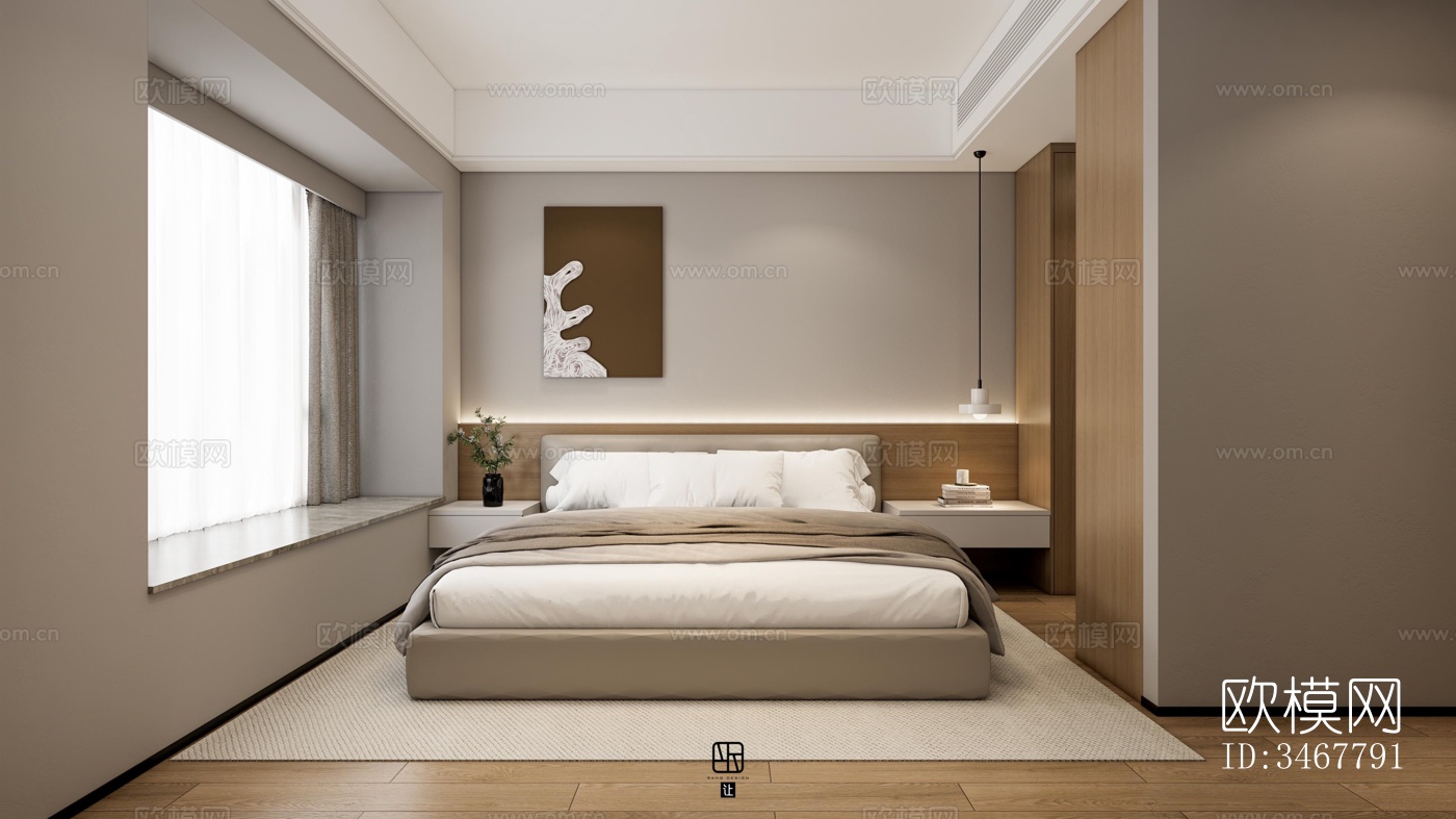 现代大平层效果图下载（渲染图3）