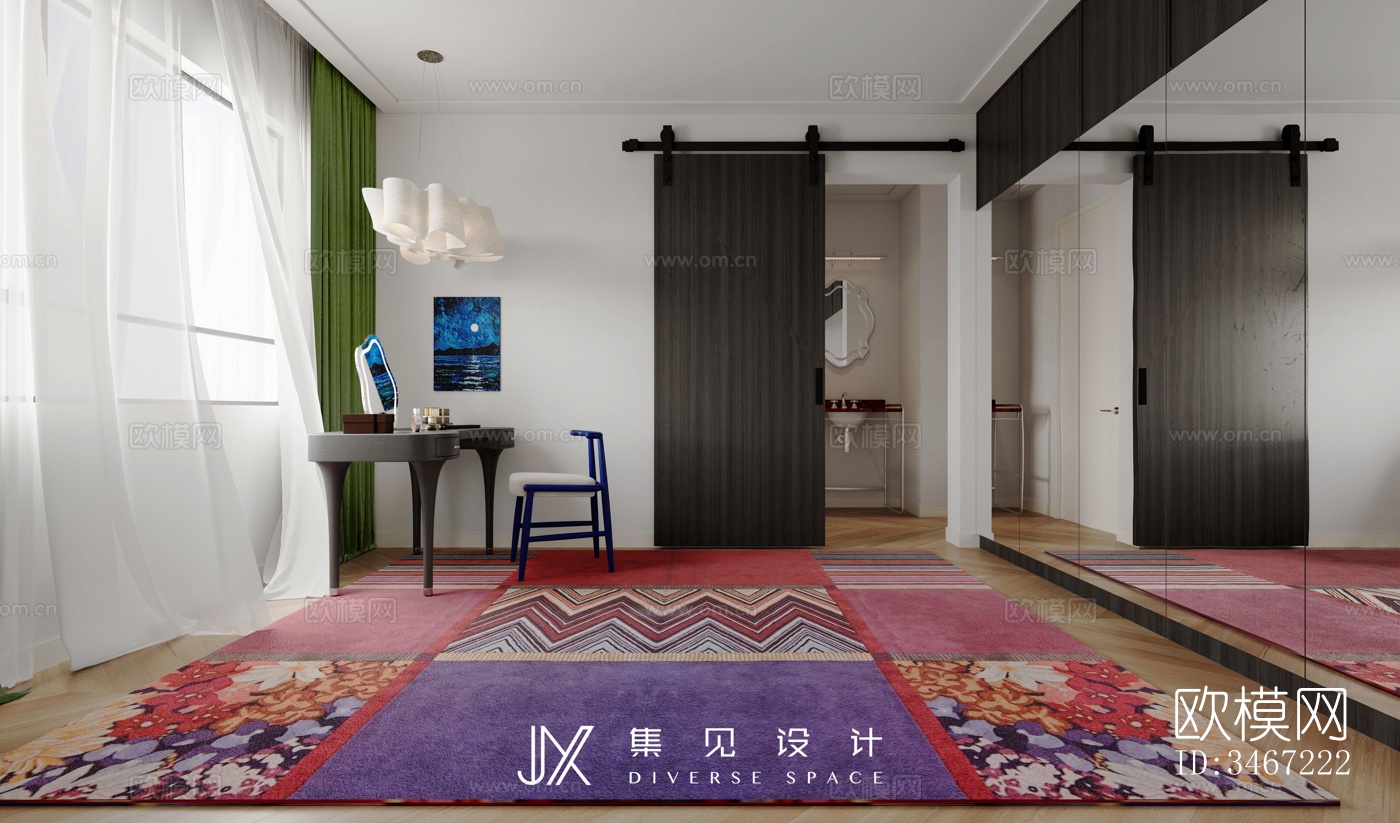 现代大平层效果图下载（渲染图9）