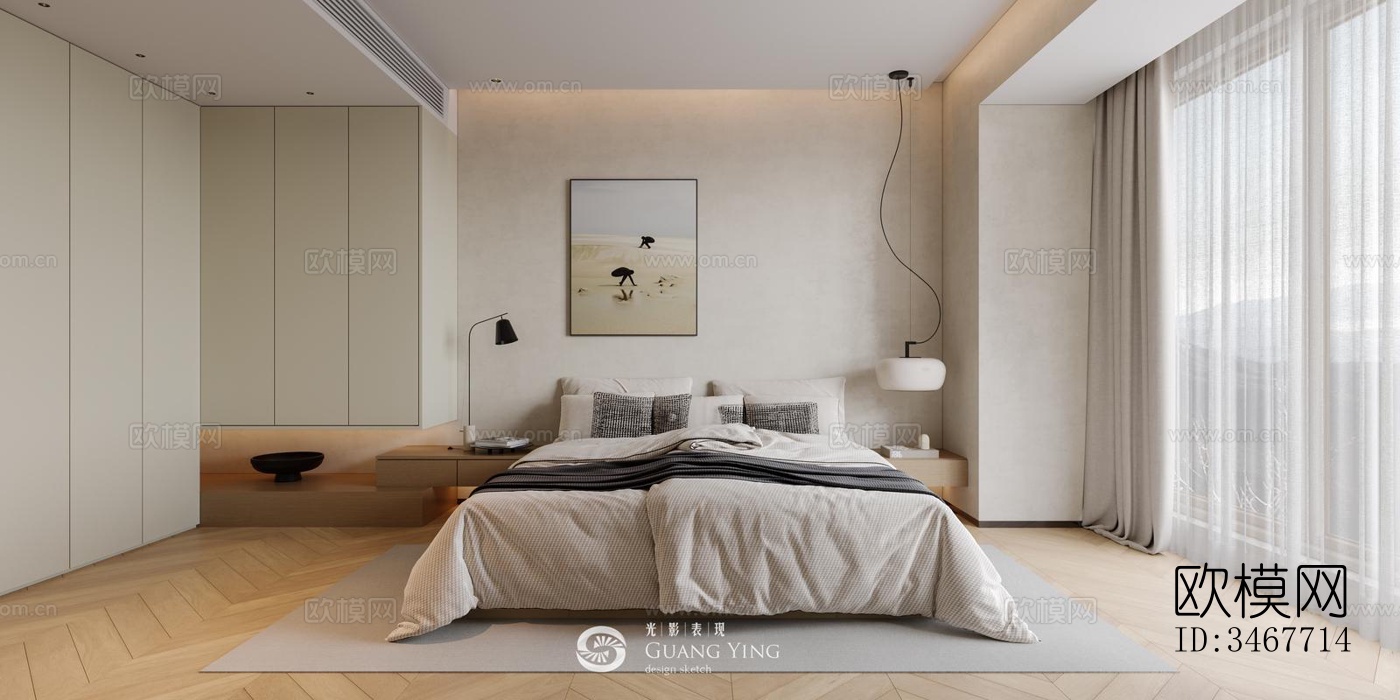 现代大平层效果图下载（渲染图5）