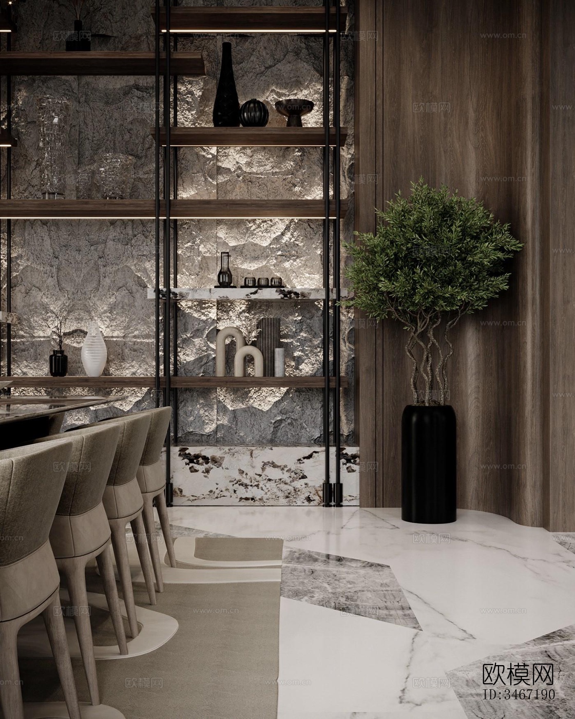 现代大平层效果图下载（渲染图6）