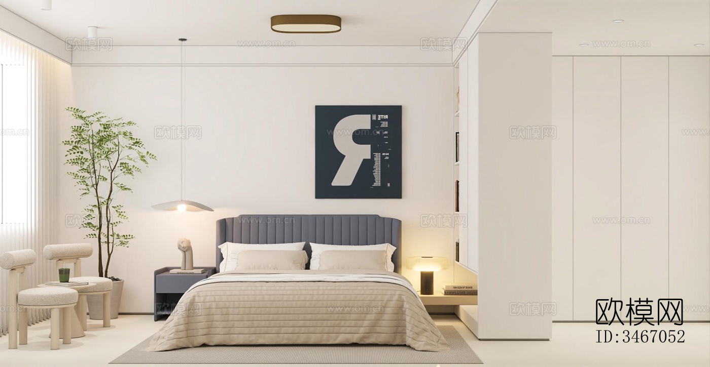 现代卧室效果图下载（渲染图5）