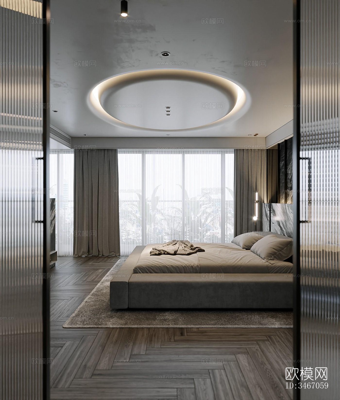 现代卧室效果图下载（渲染图11）