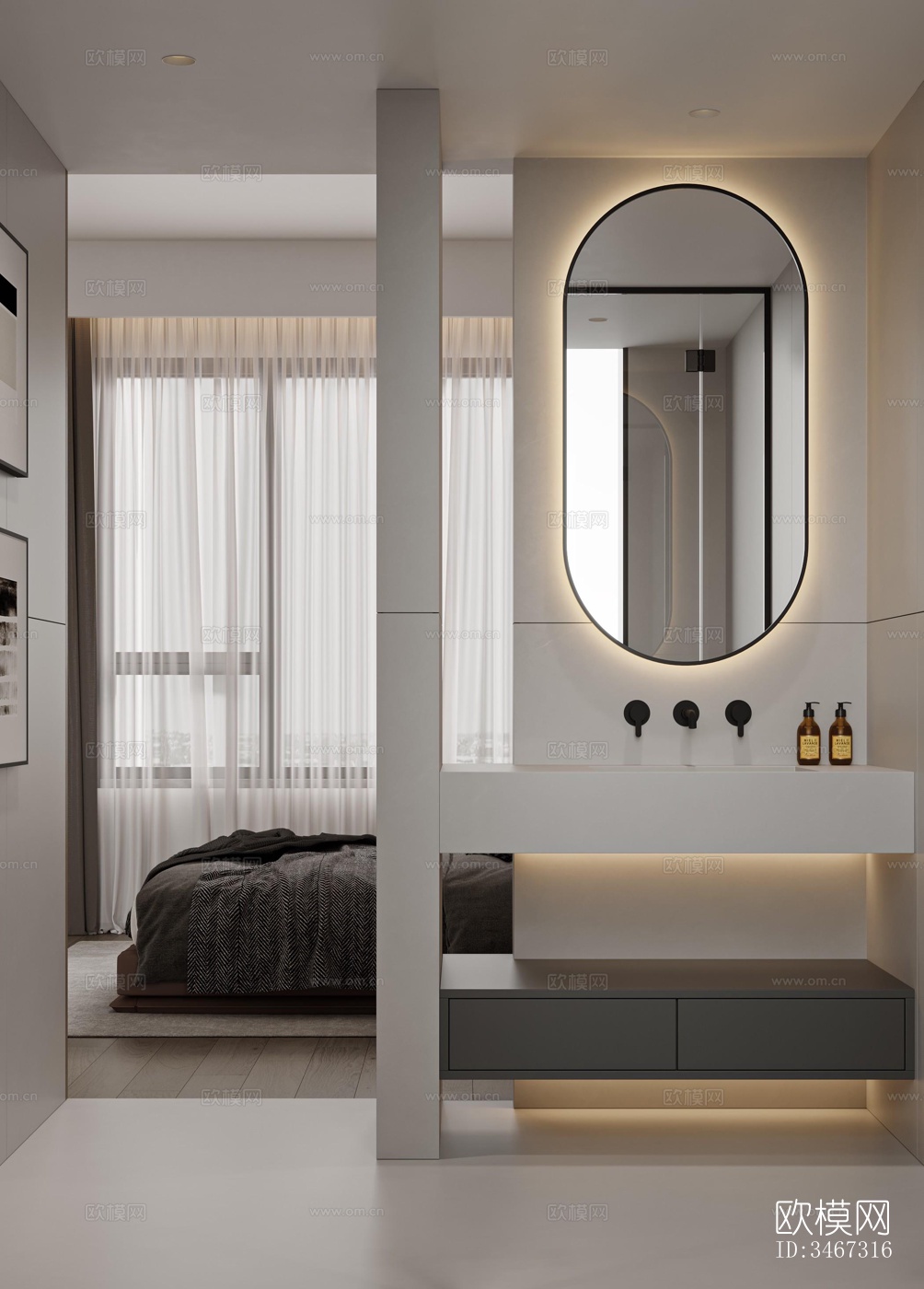 现代大平层效果图下载（渲染图7）