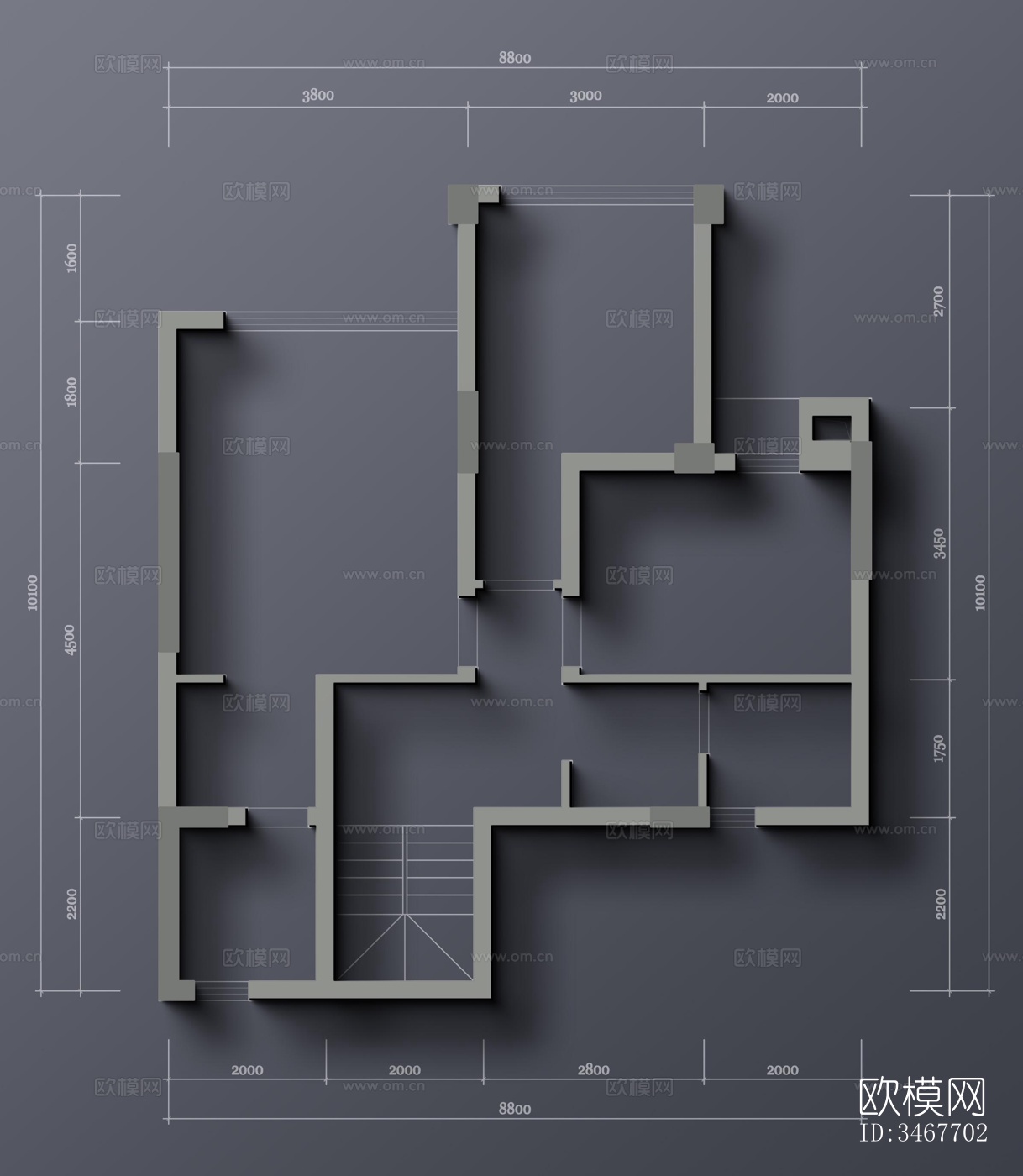 现代大平层效果图下载（渲染图12）