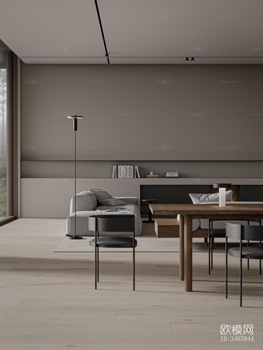 现代大平层效果图下载（渲染图1）